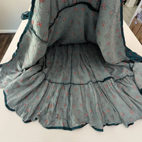 Torrid Green Floral Challis Off The Shoulder Midi Dress Size 4X Spring Pockets - Picture 9 of 12